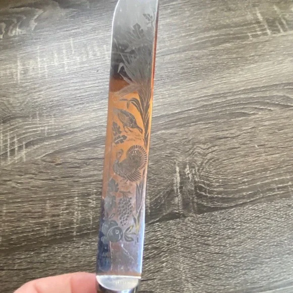 Anton Wingen Jr Solingen Germany Carve Stag Horn Handle Etched Turkey Knife Fork